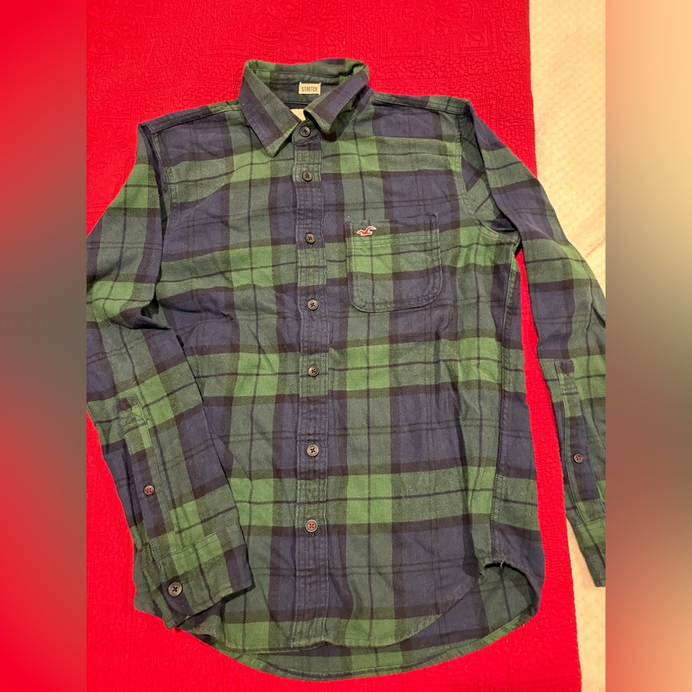 Hollister Green and Blue Checkered Shirt